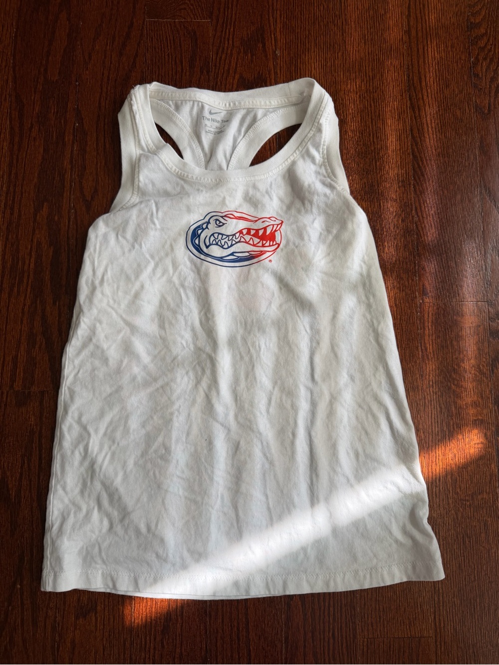 Florida Gators White Women's Racerback Tank with Red & Blue Gator Logo XS